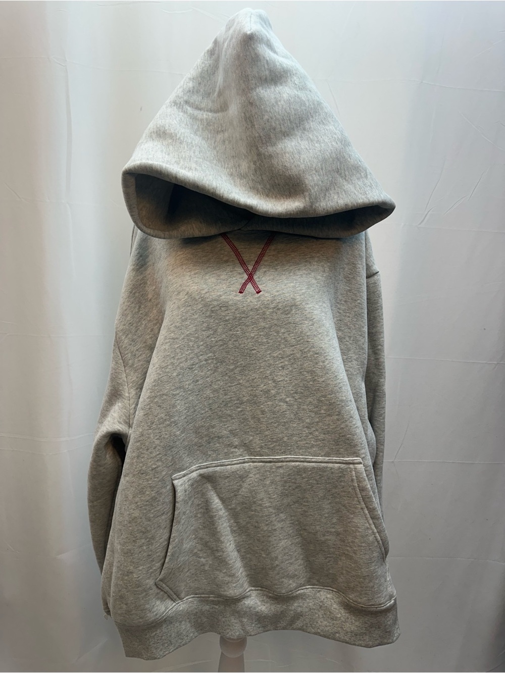 Parke Valentine’s Collection Gray Hooded Sweatshirt with Red Stitch XXL NEW